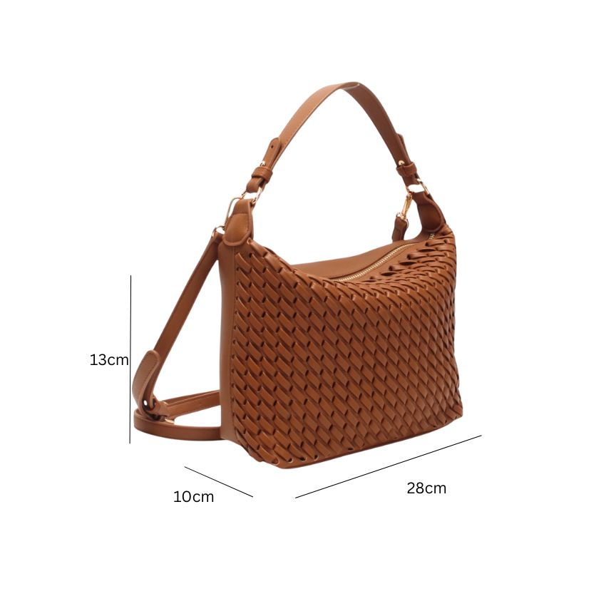 Mittelgroße Damenhandtasche im gewebten Design - modern, edel und vielseitig