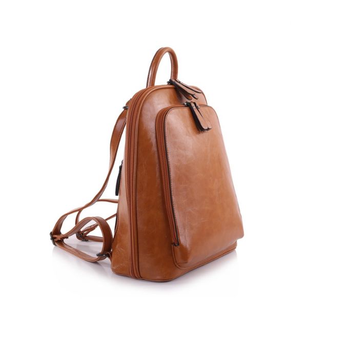 Seitenansicht Moderner Designerrucksack, diverse Außen und Innenfächer