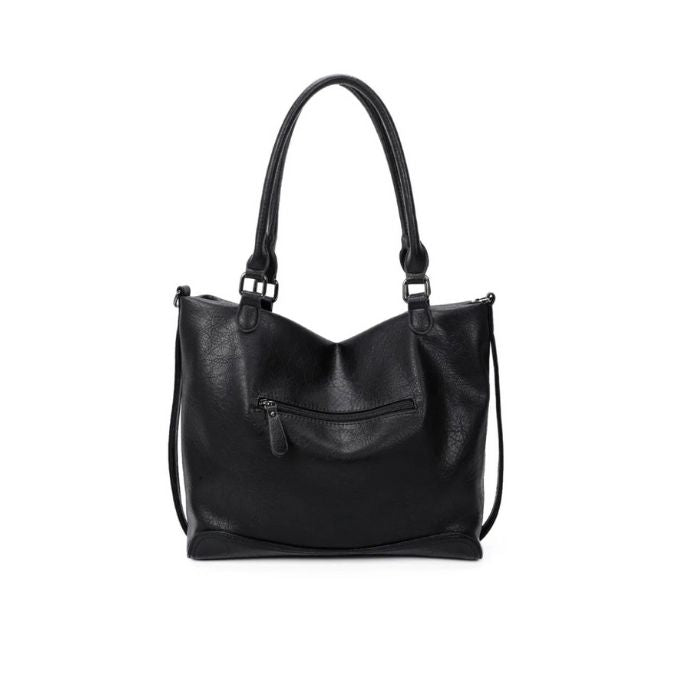 Rückseite moderne geräumige Handtasche, viele Innentaschen