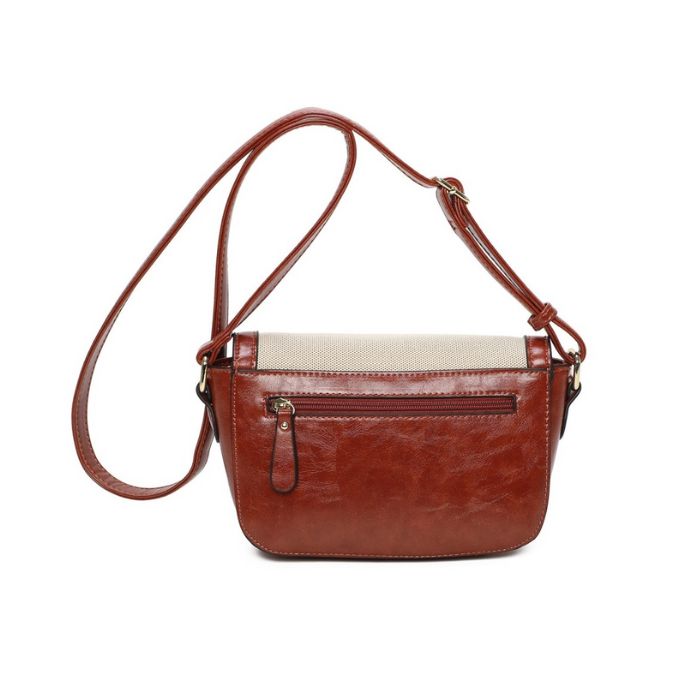 Rückseite  Mini-Abendtasche-Stoffoptik Materialmix zweifarbig