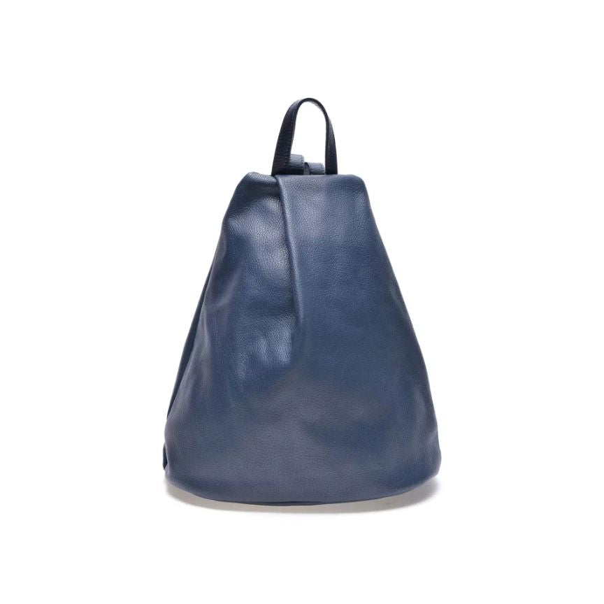 blauer italienische Leder Fashionrucksack mit stabilem tragegriff 