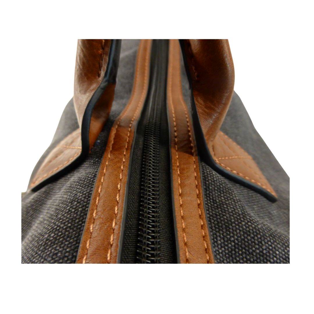Detail stabile Griffe Damen und Herren Kanvas-Leder Übernachtungs Reisetasche mit stabiler PU-Leder Griffe und abnehmbarem Schultergurt 