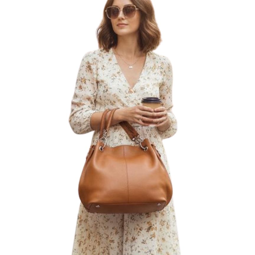 Mittelgroße Echtleder Hobo-Tasche "Magda" aus Italien - elegant & funktionale Schultertasche