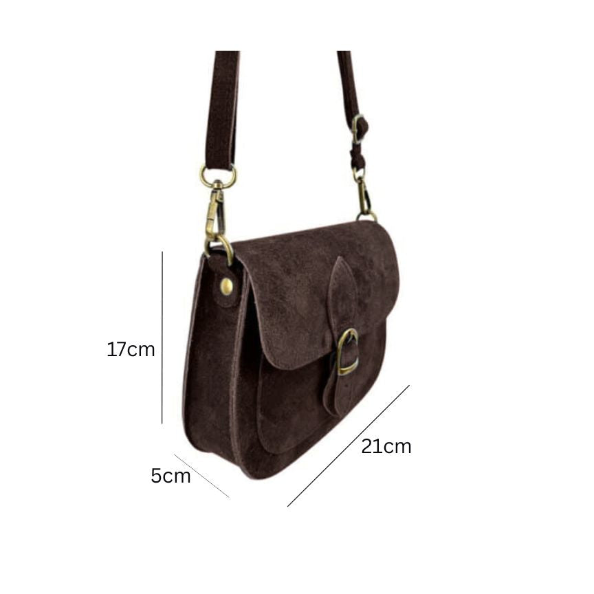 Damen Schultertasche aus Wildleder mit Fronttasche - modern, vielseitig, beliebt