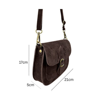Damen Schultertasche aus Wildleder mit Fronttasche - modern, vielseitig, beliebt