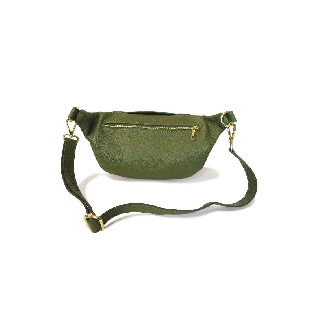 Rückseite mit Reissverschlussfach Moderner Crossbodybag aus echtem Leder