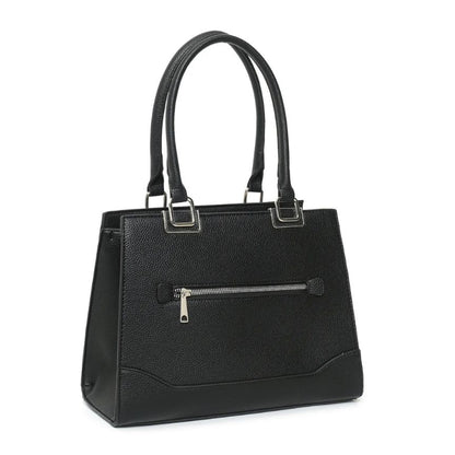 Damen Handtasche mittelgroß - elegant und praktisch mit henkeln und Metaldetails schwarz