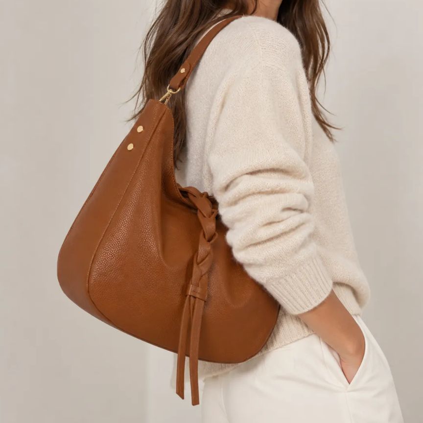 Elegante Lederhandtasche "Janice" - Handgefertigte Henkeltasche mit Flechtdetails