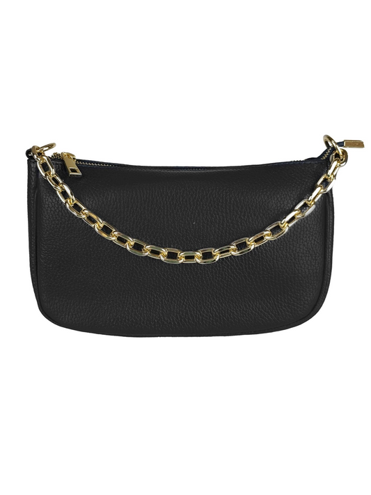 Fancy Clutchbag mit goldfarbenen Details Dollaroleder schwarz