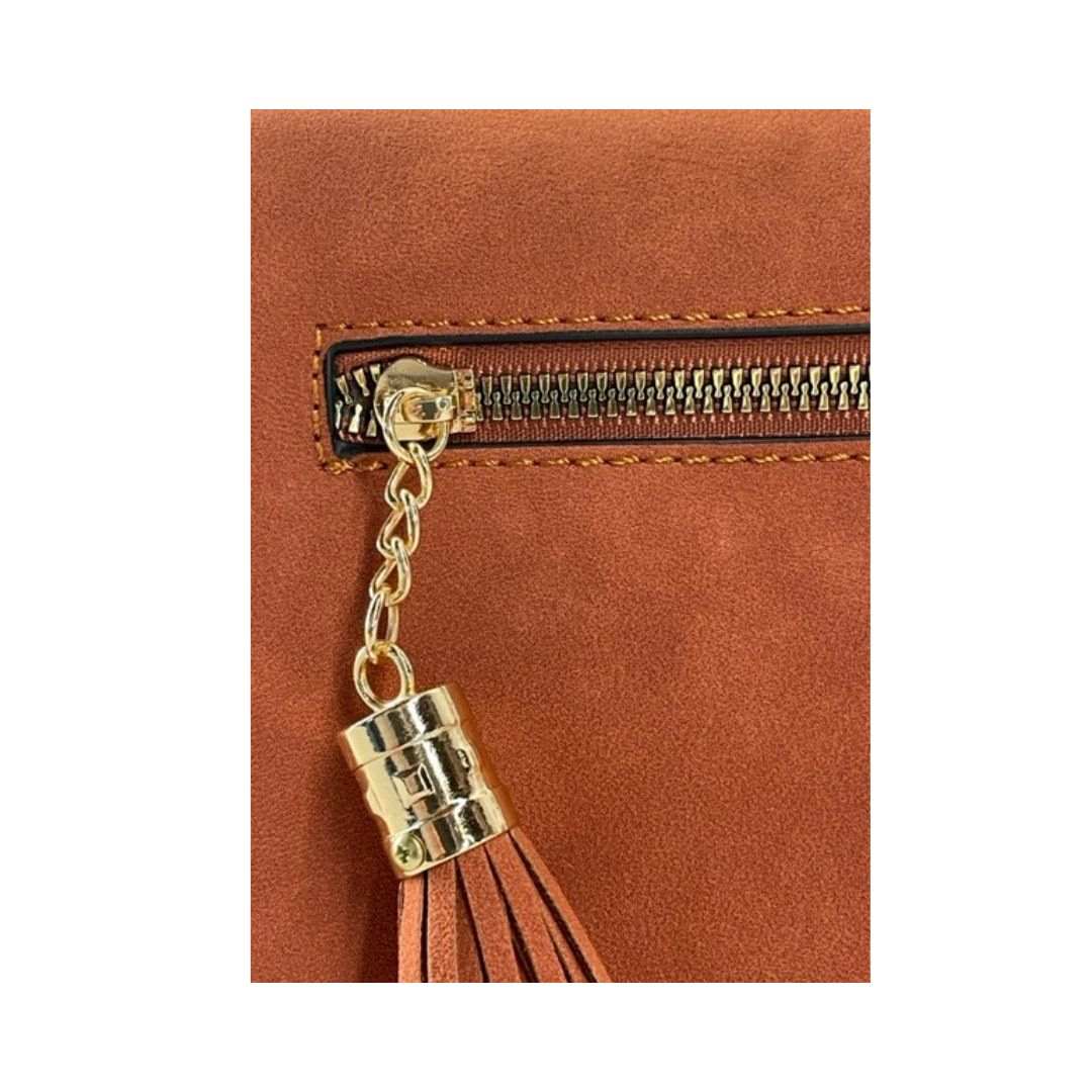 Schöne Details der Braun Damen Umhängetasche crossbag